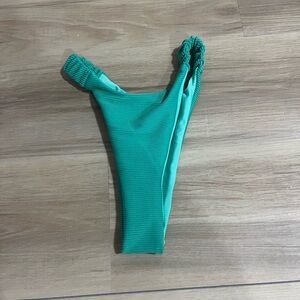 green ribbed & ruched side shein xs bikini bottoms